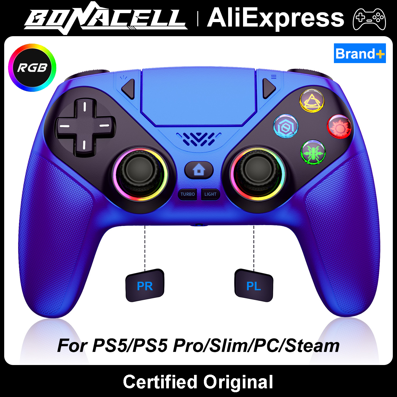 Pc Gaming Ps5 - Controller For PlayStation5/PS5 Pro/Slim/PC RGB Light