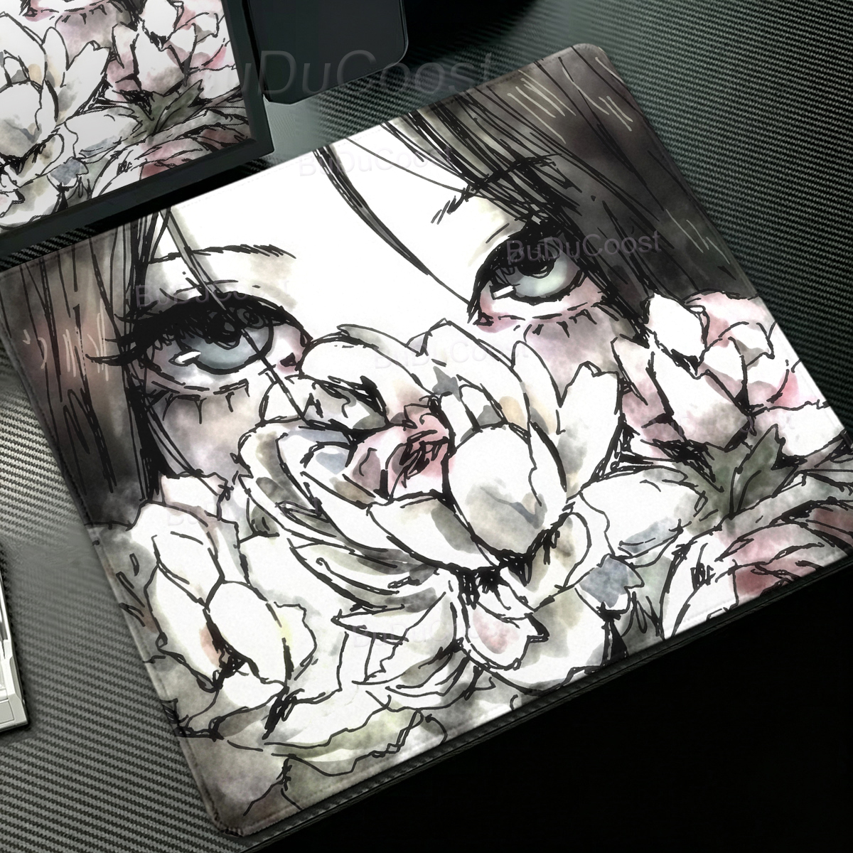 Pc Gaming Girl - Anime Girl Desk Mat Flower Aesthetics