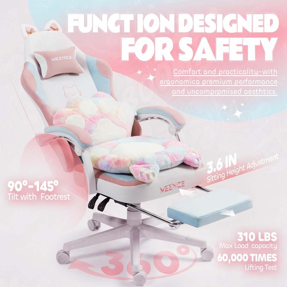 Gaming Chair Cute with Cat Ear - Pc Gaming Girl ulasan dan harga