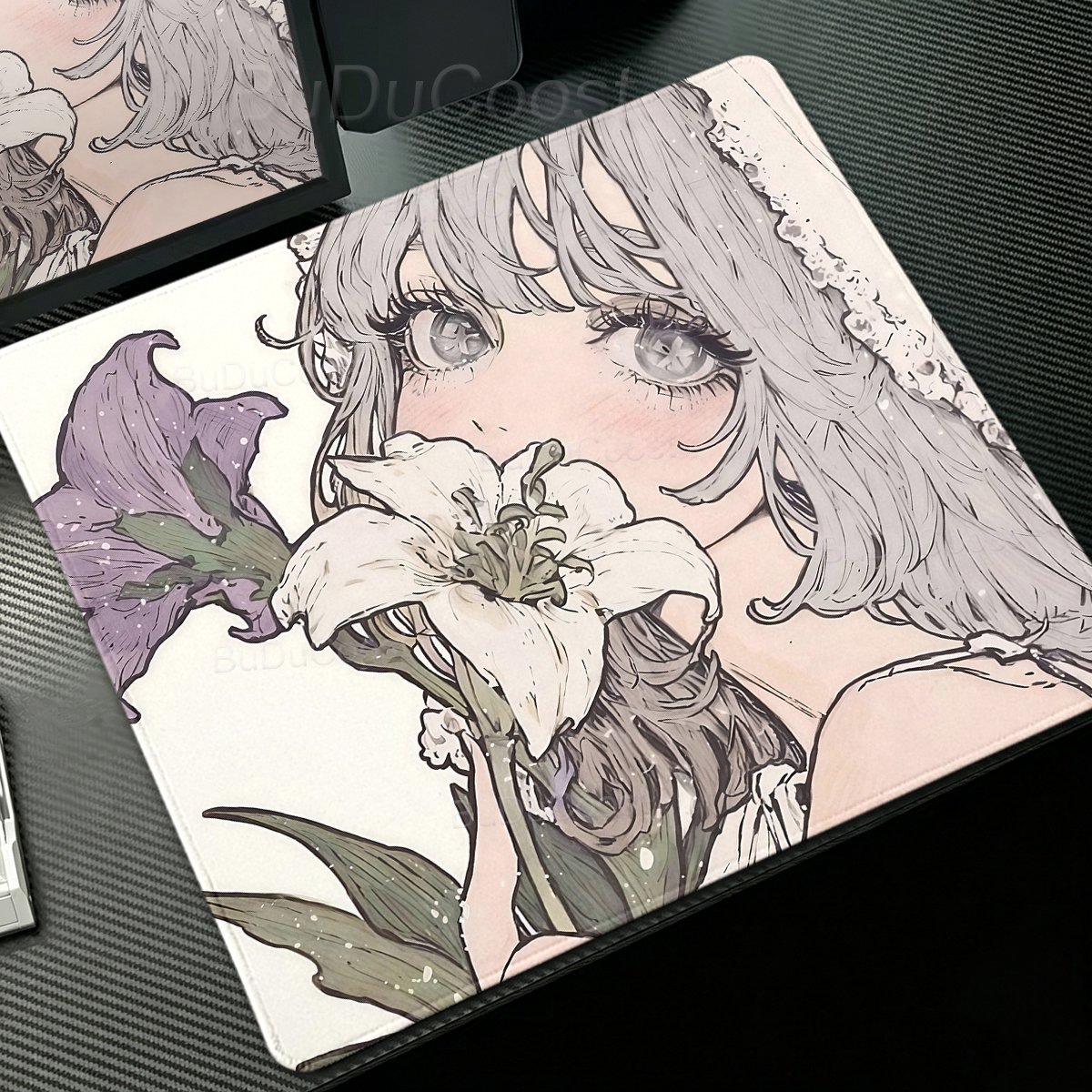 Anime Girl Desk Mat Flower Aes - Pc Gaming Girl ulasan dan harga