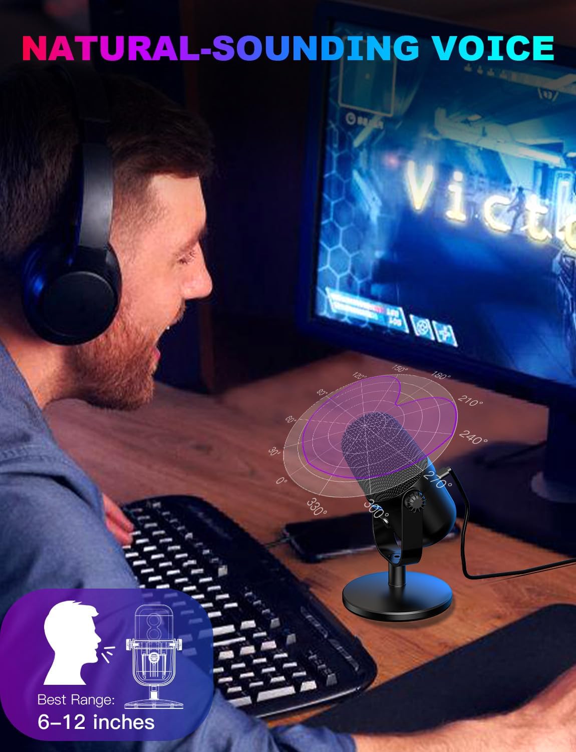 USB Gaming Microphone With Noi - Pc Gaming Ps5 ulasan dan harga