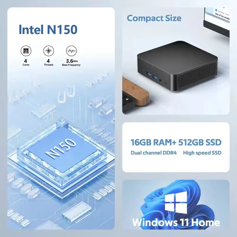 2026 Intel N150 Mini PC Portab - Pc Gaming Ram 32Gb ulasan dan harga